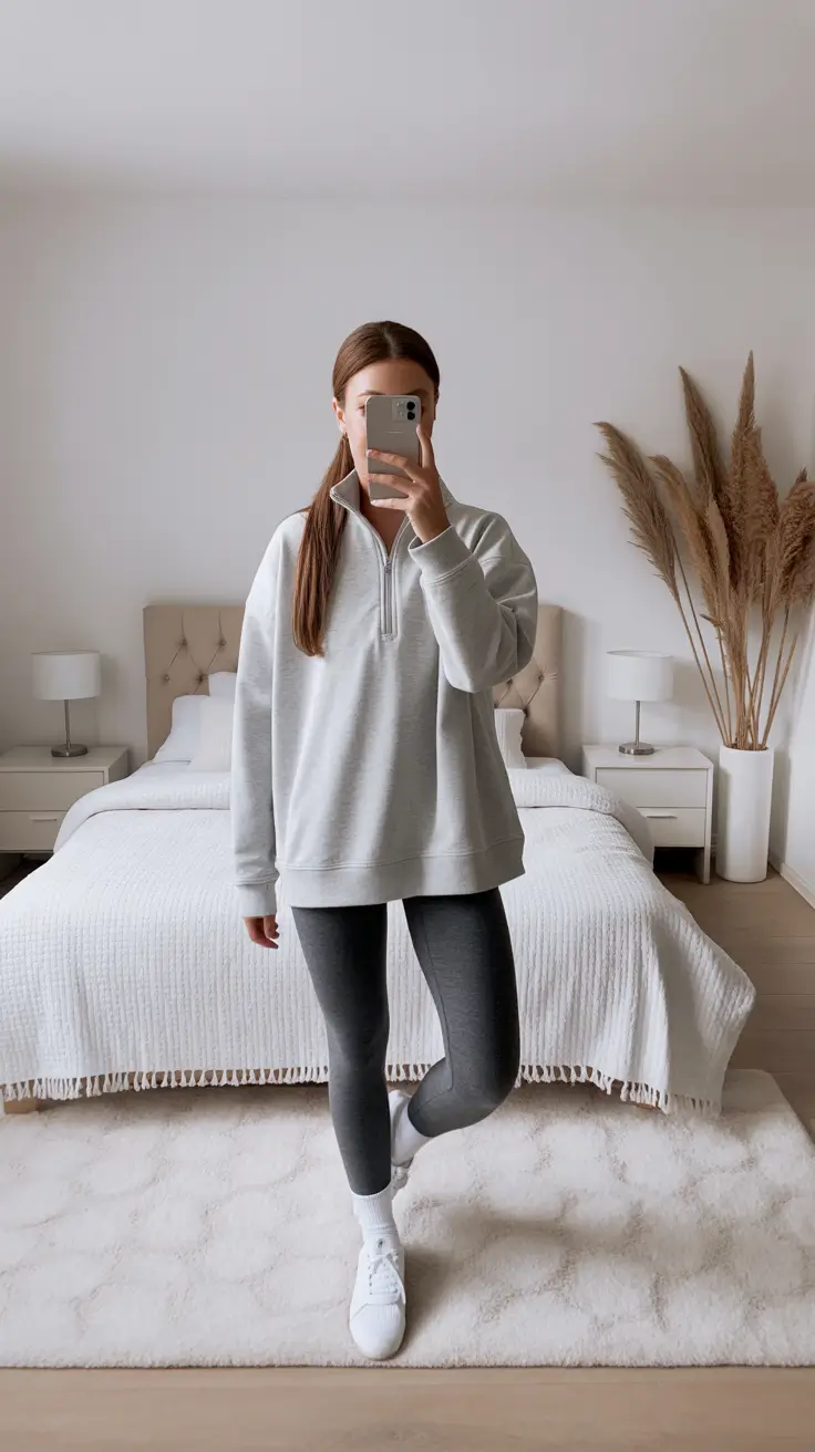 Legging outfit ideas 2026 Soft Morning Grey