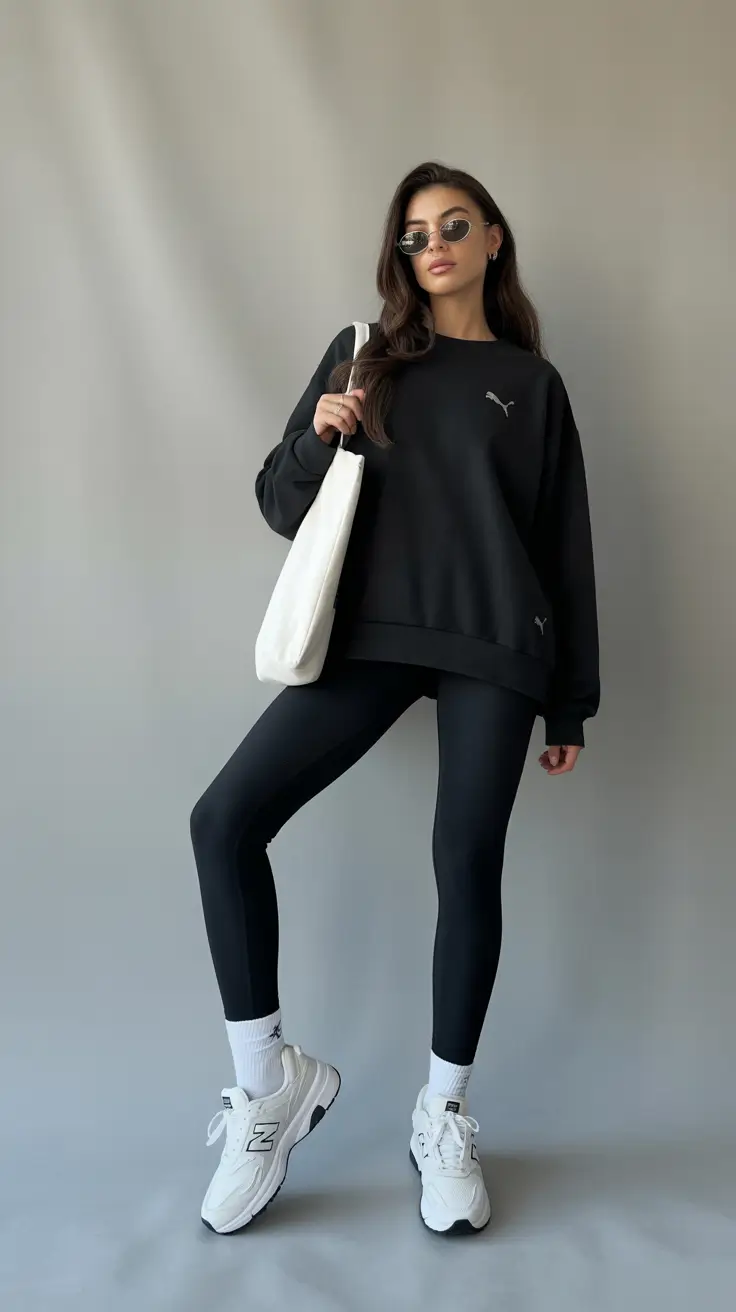 Legging outfit ideas 2026 All-Black Street Simplicity