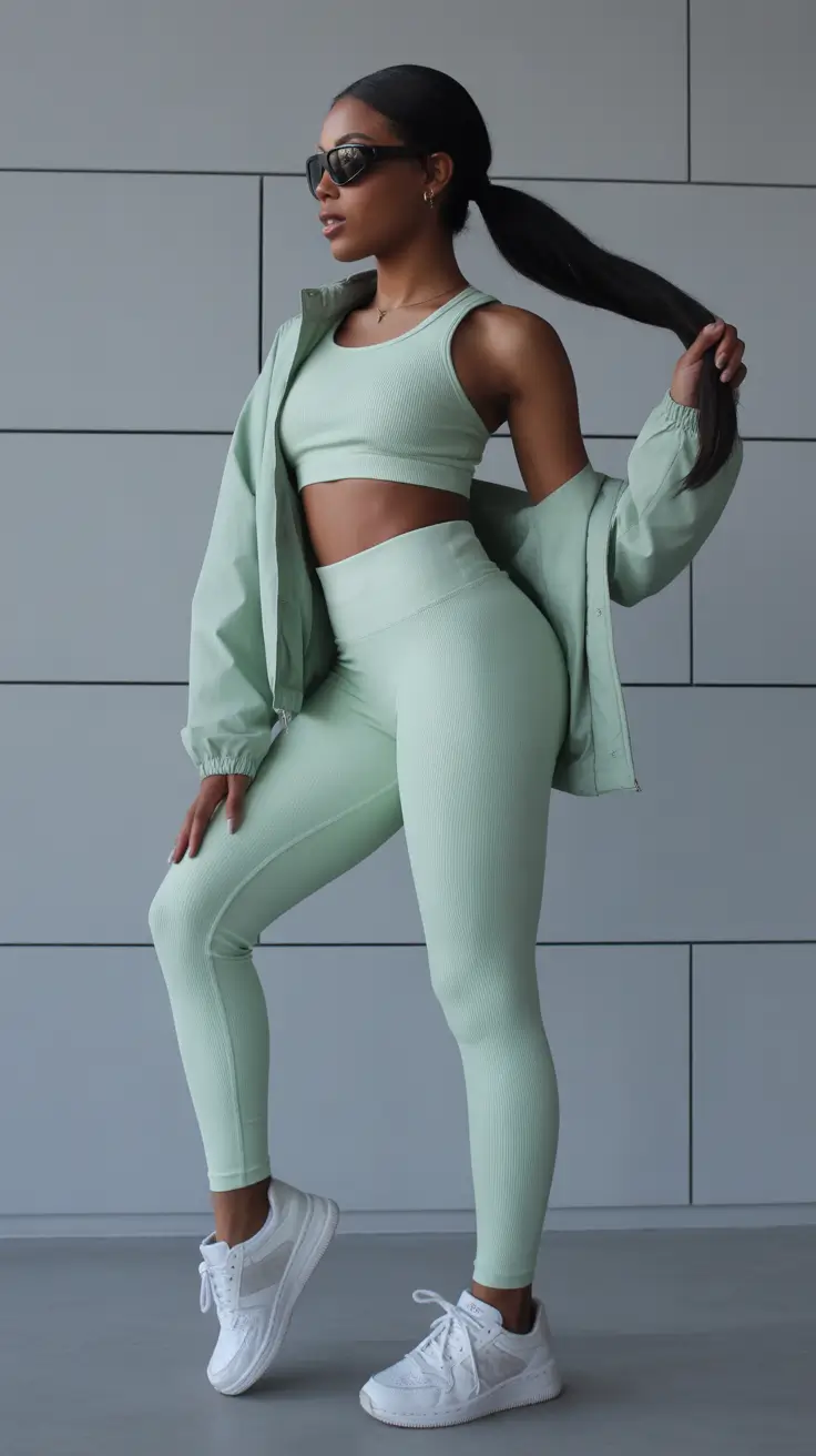 Legging outfit ideas 2026 Minty Fresh Confidence