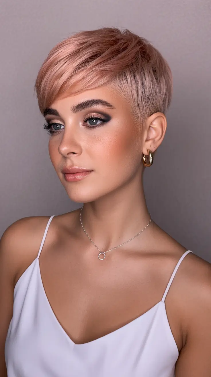 Pixie Haircuts for Women 2026 Rose Gold Pixie -- Subtle Luxury