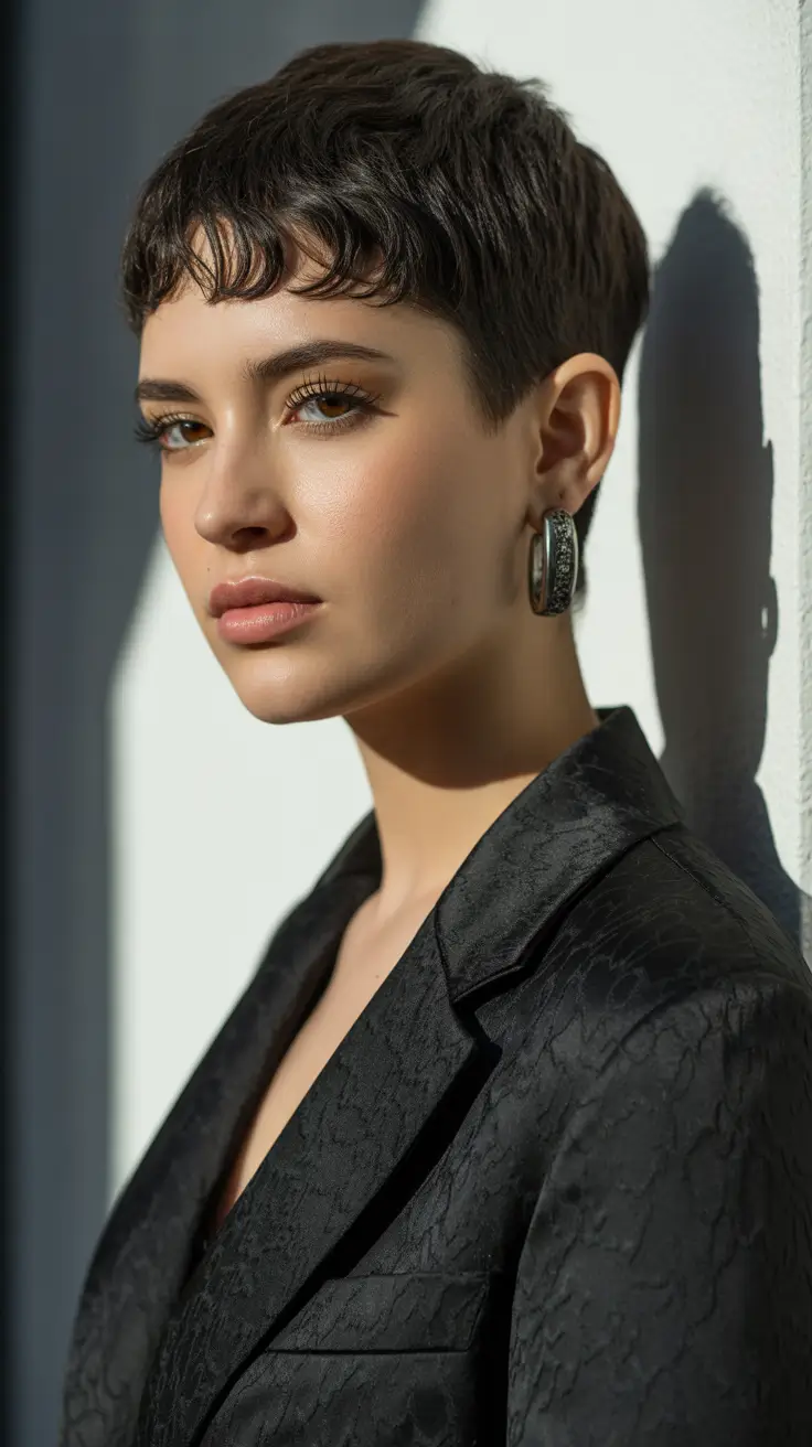 Pixie Haircuts for Women 2026 Glossy Espresso Pixie -- The Power Classic