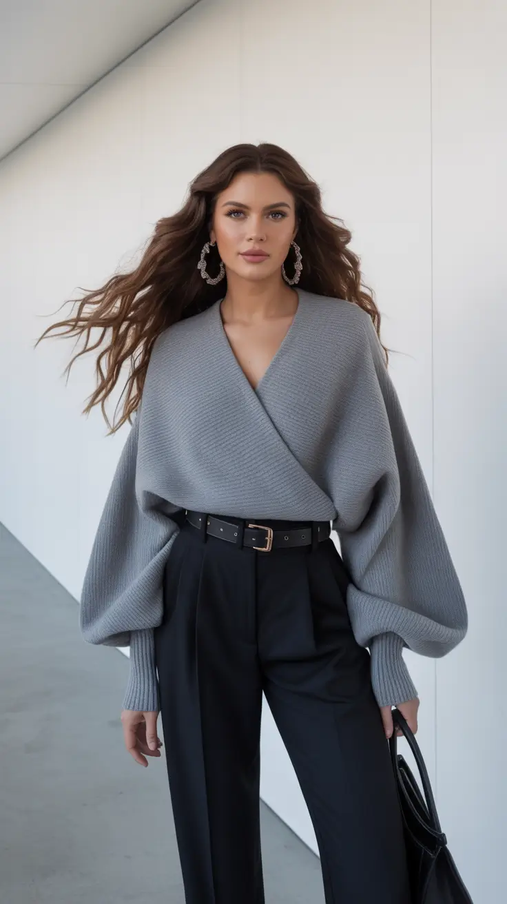 Professional office outfits for work 2026 Architectural Knit Confidence