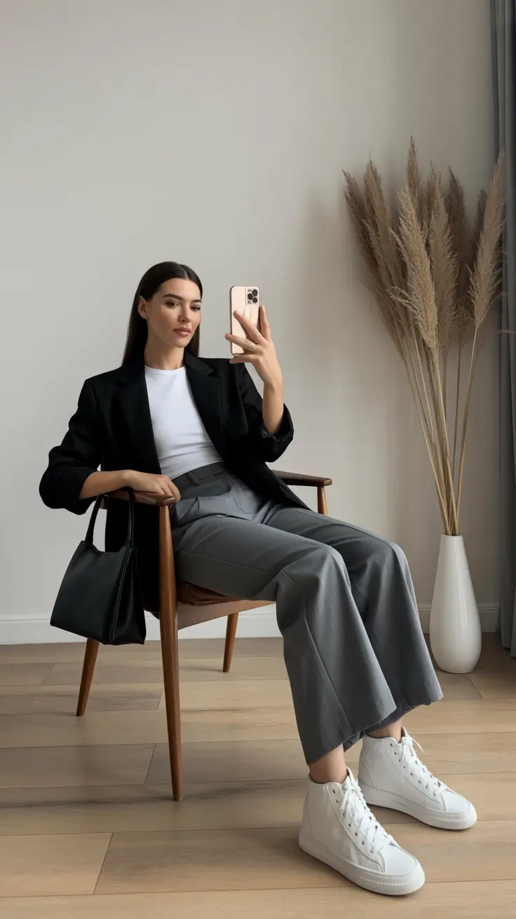 Professional office outfits for work 2026 Monochrome Ease