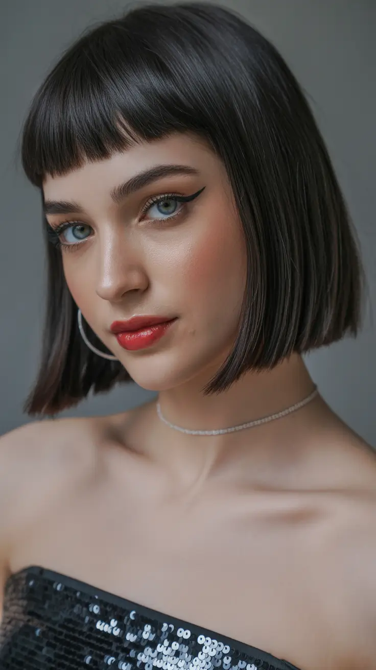 Short bob haircut ideas 2026 Micro Bangs Drama
