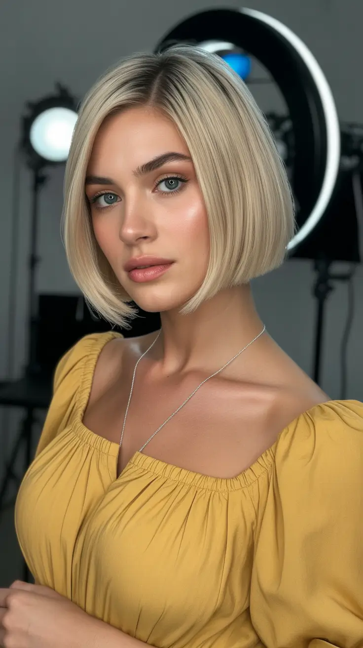 Short bob haircut ideas 2026 Golden Studio Glow