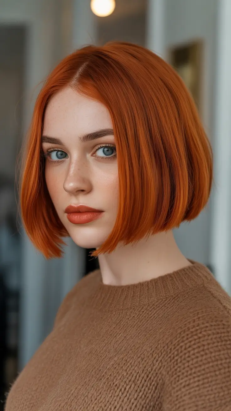 Short bob haircut ideas 2026 Bold Copper Glow