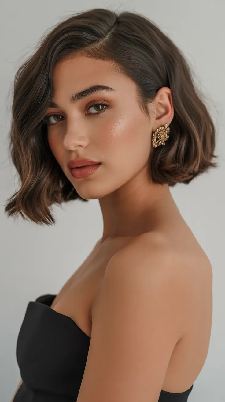 Short bob haircut ideas 2026 Polished Waves with Vintage Energy