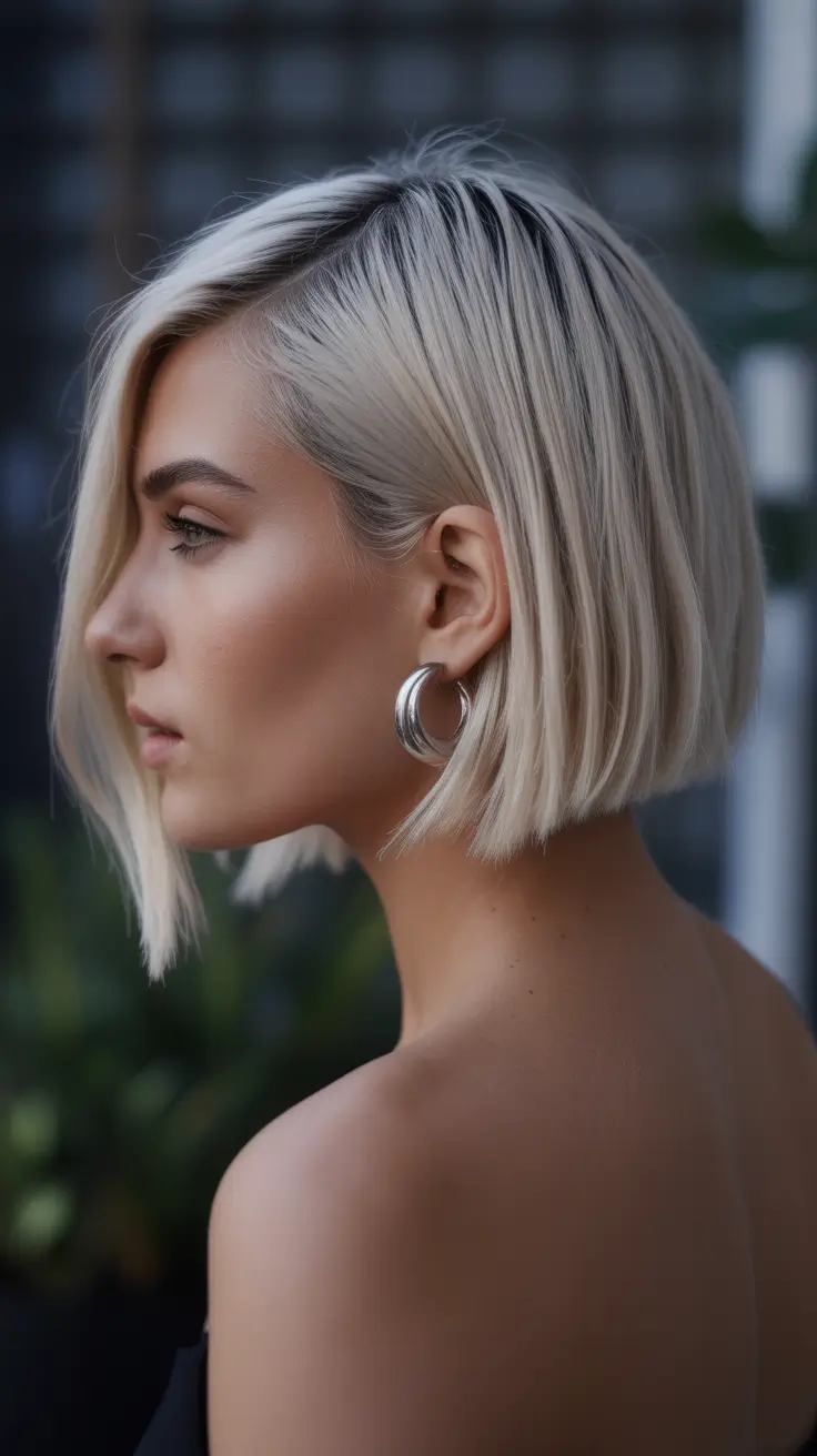 Short bob haircut ideas 2026 Edgy Angled Blonde