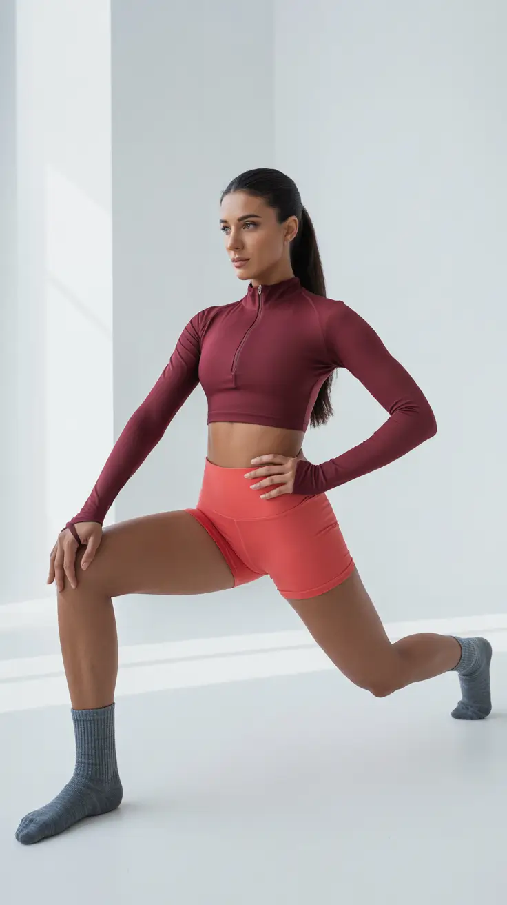 Stylish women workout outfits 2026 Berry Coral Duo