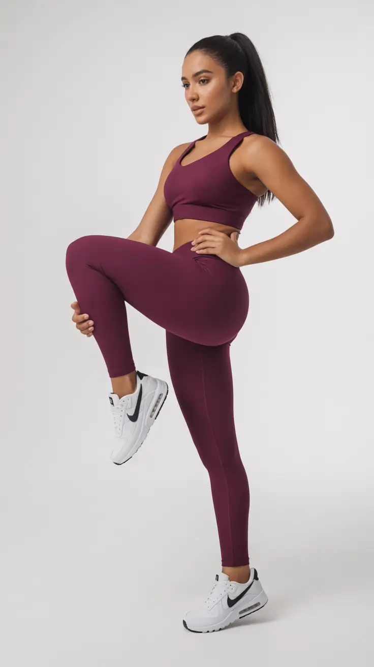 Stylish women workout outfits 2026 Deep Wine Strength