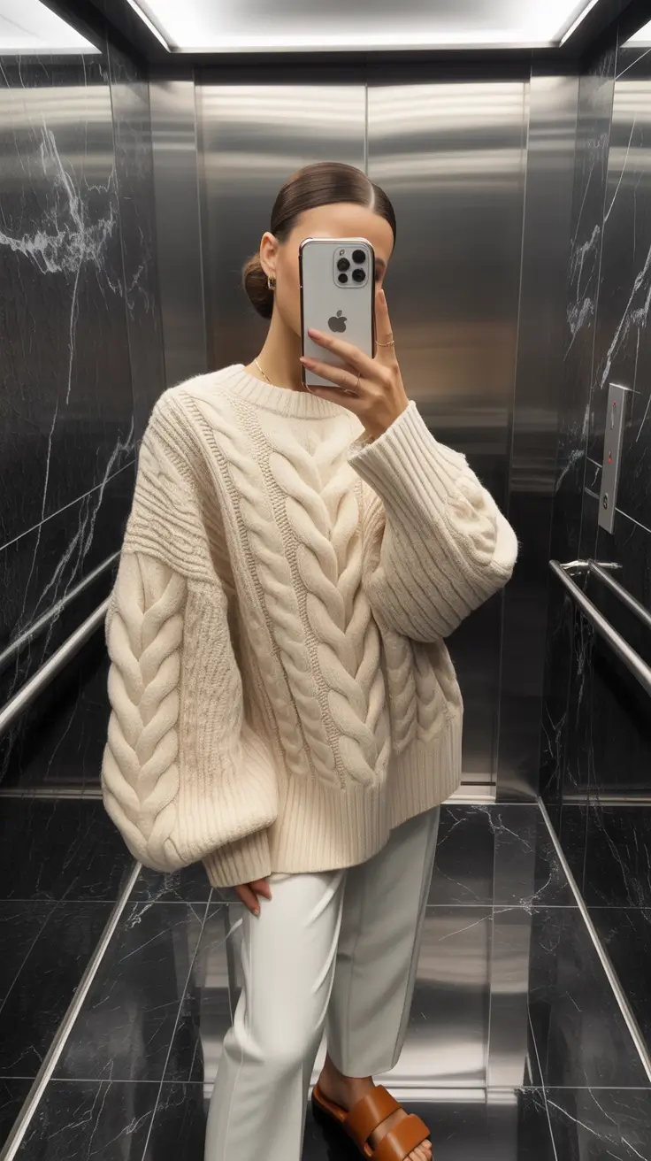 Sweater outfit ideas 2026 Cable Luxe Minimalism