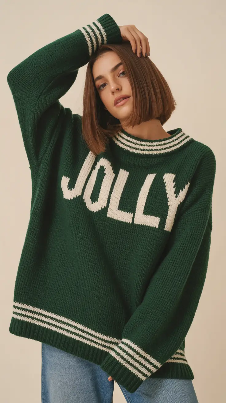 Sweater outfit ideas 2026 Sporty Holiday Spirit