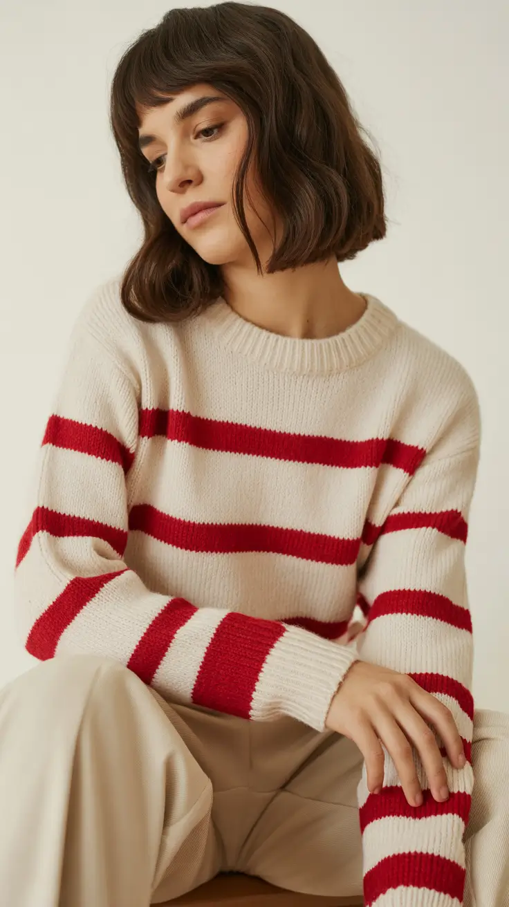 Sweater outfit ideas 2026 Playful Stripes