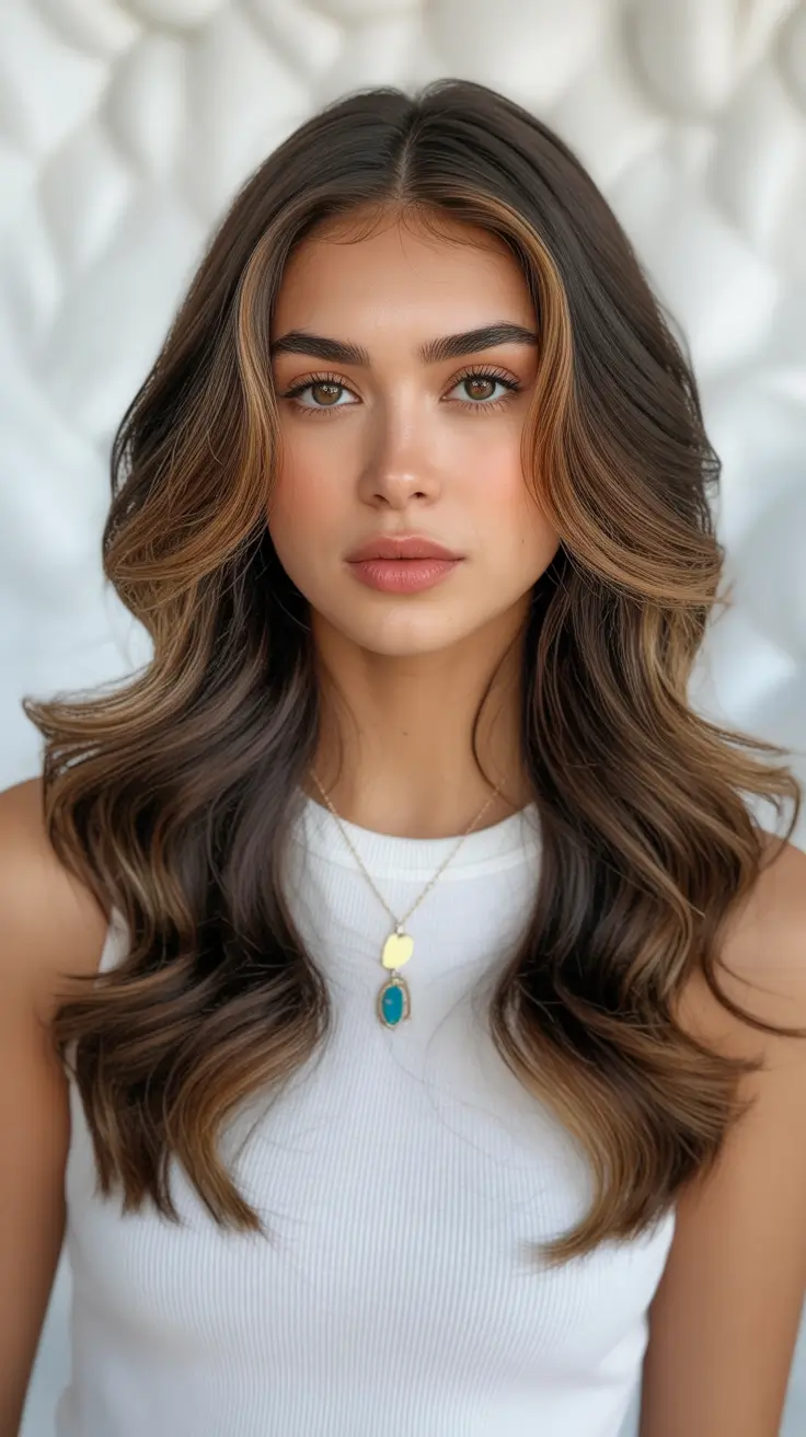 Top haircuts 2026 Effortless Brown Balayage with Bouncy Movement