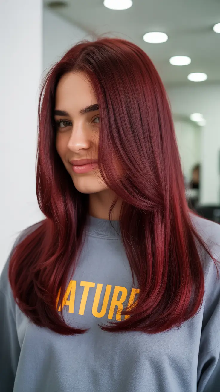 Top haircuts 2026 Vibrant Cherry Long Layers