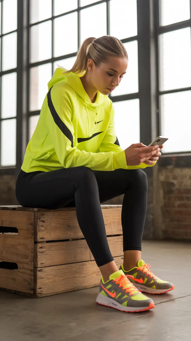 Trendy gym outfits 2026 Neon Boost