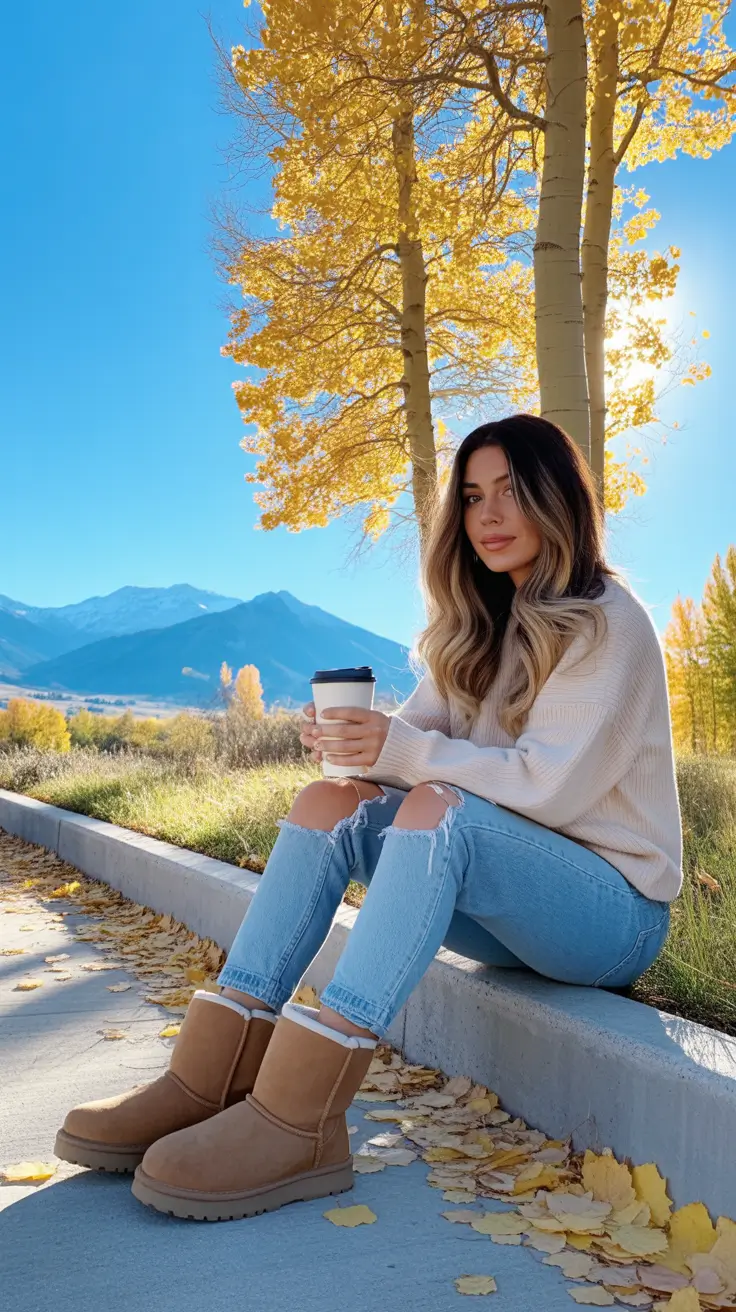 Ugg outfits for women 2026 Golden Hour by the Mountains
