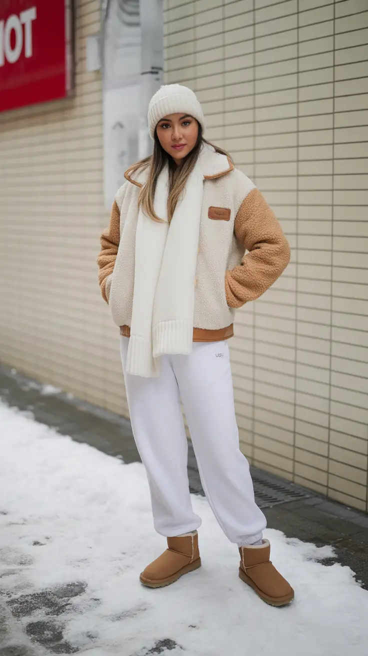 Ugg outfits for women 2026 Weekend Chill in White and Tan