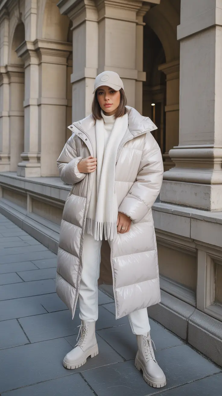 warm outfit for cold weather ideas 2026 White Whisper: Frosted Simplicity