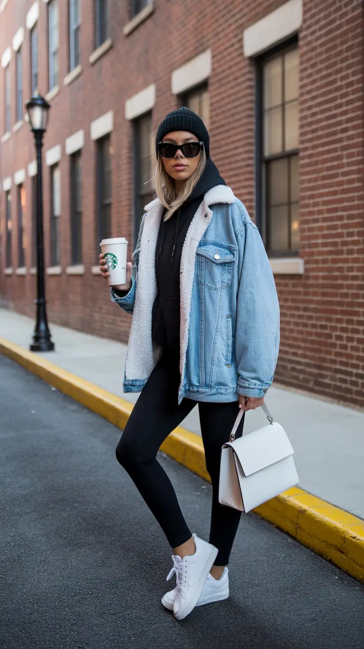 warm outfit for cold weather ideas 2026 Denim Chill: Effortless City Mood
