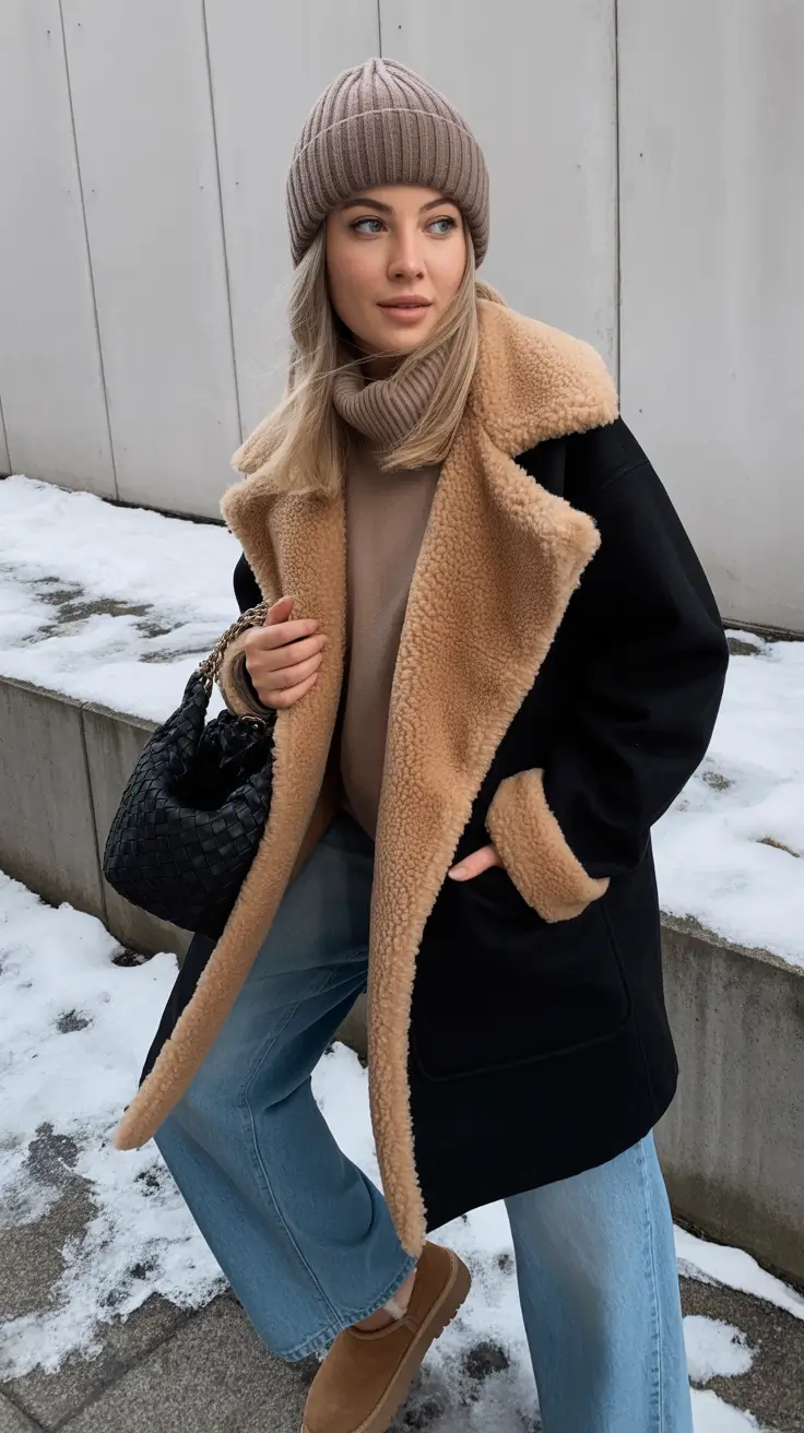 warm outfit for cold weather ideas 2026 Teddy Cool: Streetwear Warmth