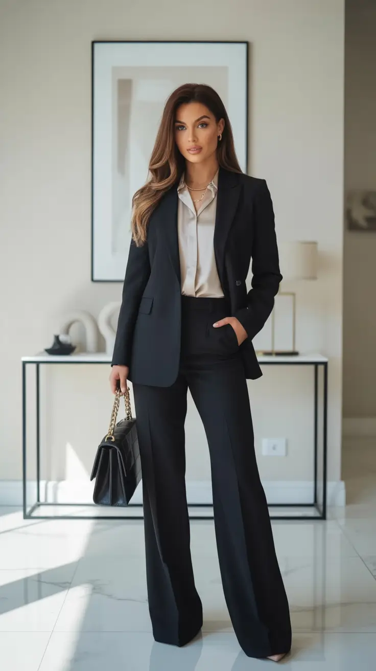 Women business casual outfits for work 2026 Classic Power Suit Elegance