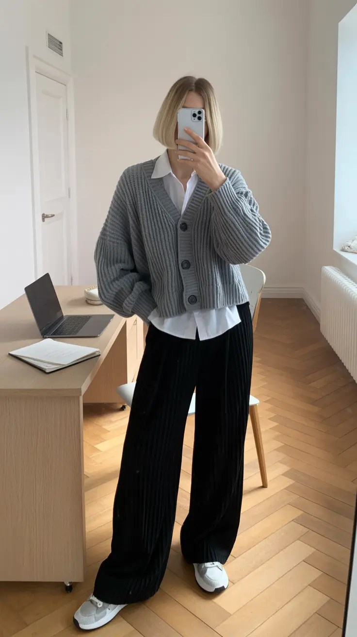 Women business casual outfits for work 2026 Soft Grey Layers for Effortless Comfort