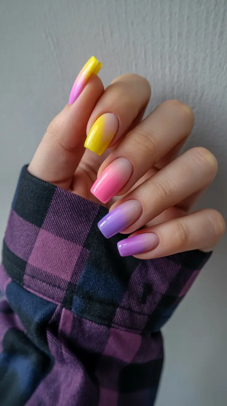 best acrylic nails 2026 Sunset Rainbow Gradient