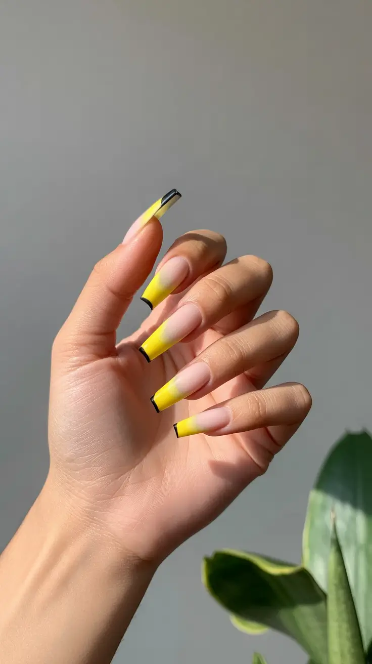 best acrylic nails 2026 Yellow Gradient French