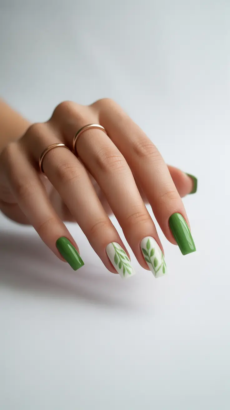 best acrylic nails 2026 Botanical Green
