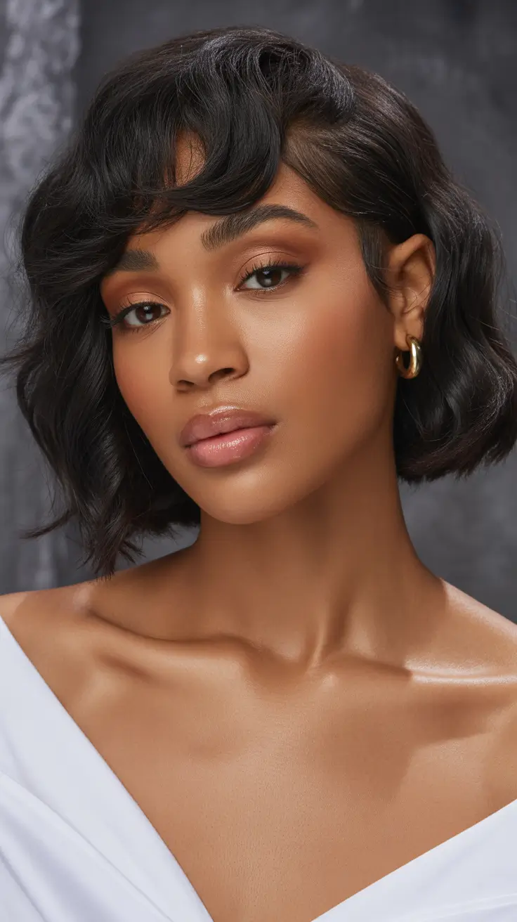 Best hairstyles for black women 2026 Glossy Retro Waves With Sculpted Edges