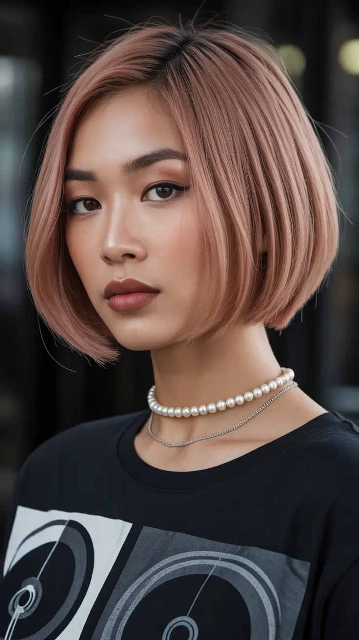 Best short hairstyles 2026 Rosewood Blunt Bob With Sleek Finish