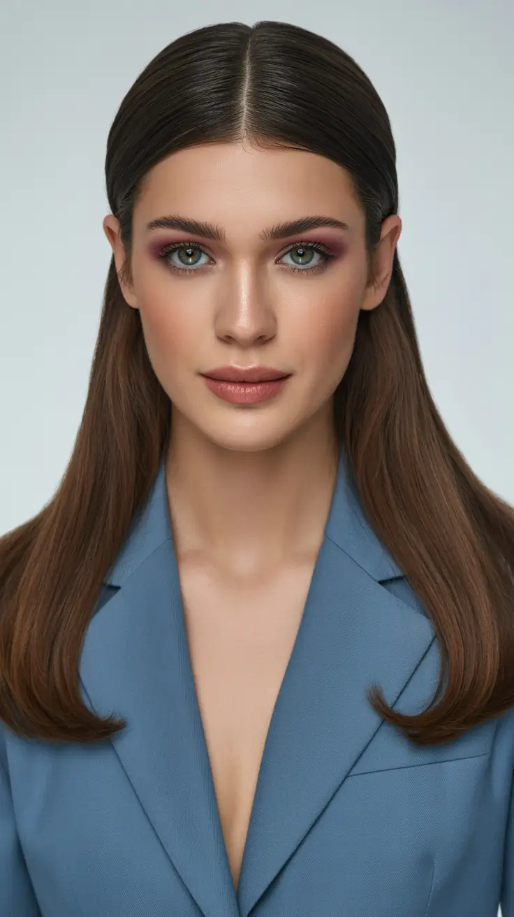 Best straight hairstyles 2026 Polished Straight Center Part