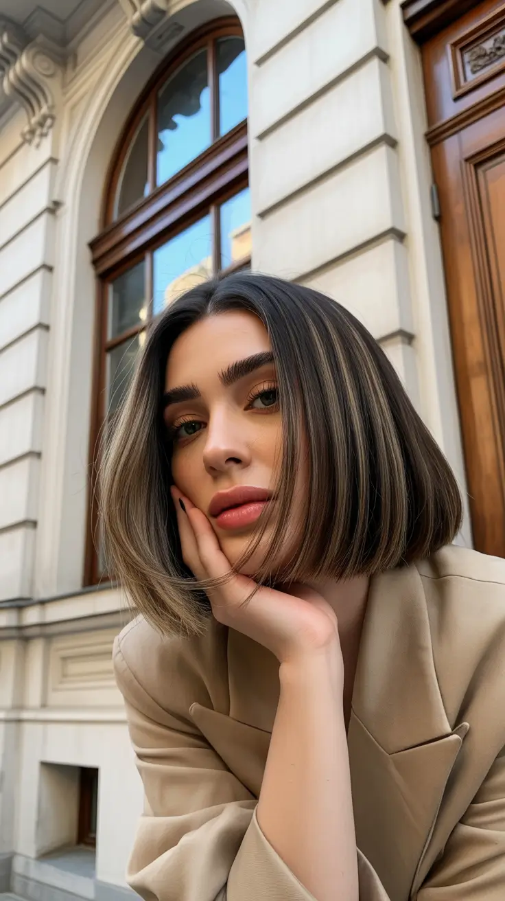 Chic bob hairstyles 2026 Warm Contour Bob With Subtle Highlights