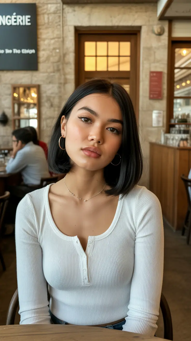 Chic bob hairstyles 2026 Relaxed Café-Length Bob With Soft Movement