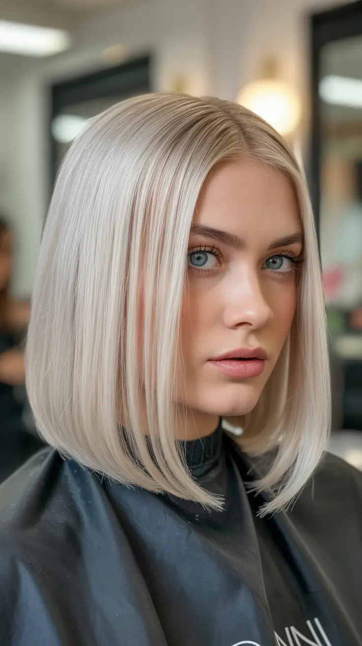 Chic bob hairstyles 2026 Icy Pearl Blonde Bob With Clean Precision
