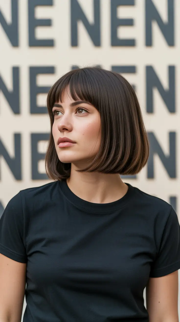 Chic bob hairstyles 2026 Silky Rounded Bob With Baby Bangs