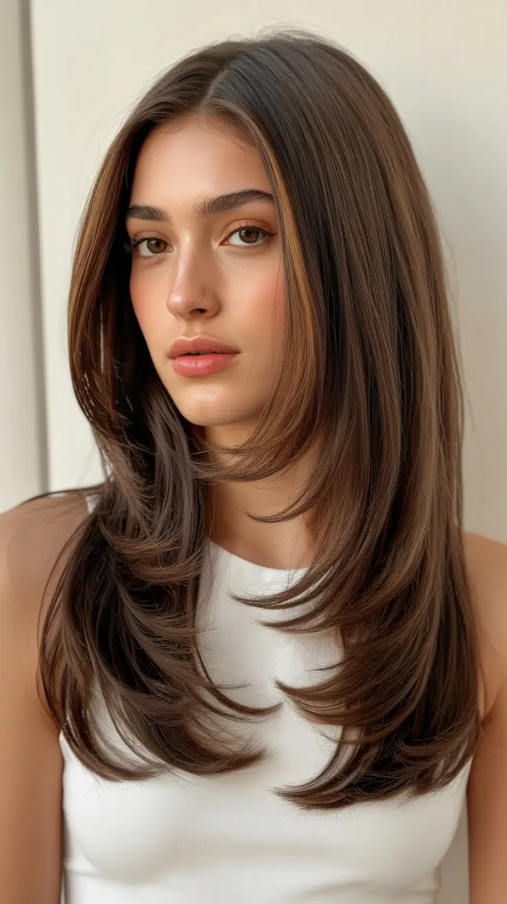 chic mid length haircuts 2026 Feathered Layers with Airy Movement