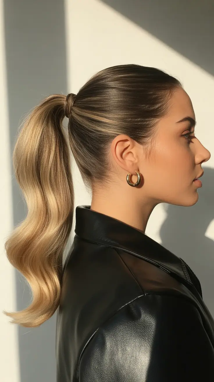 Chic ponytail hairstyles 2026 High Gloss Ponytail With Soft Waves