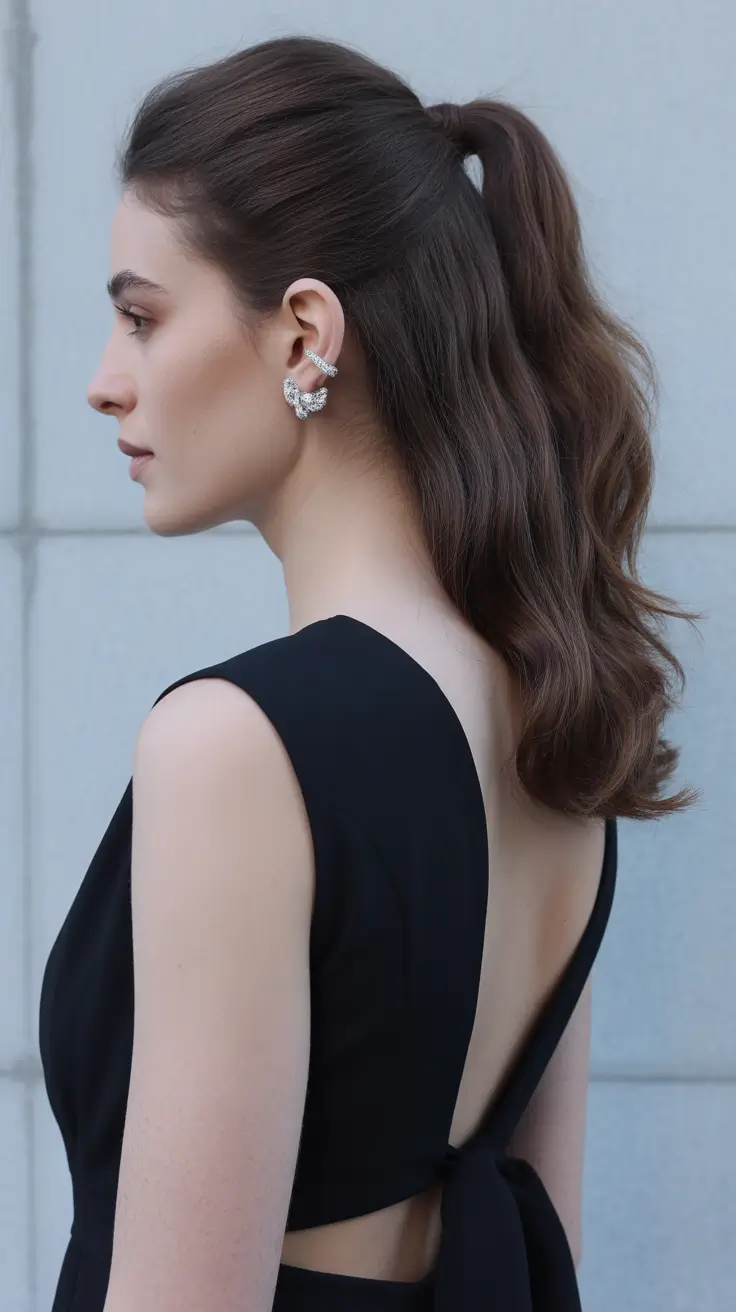 Chic ponytail hairstyles 2026 Structured Half-Up Ponytail With Lush Waves