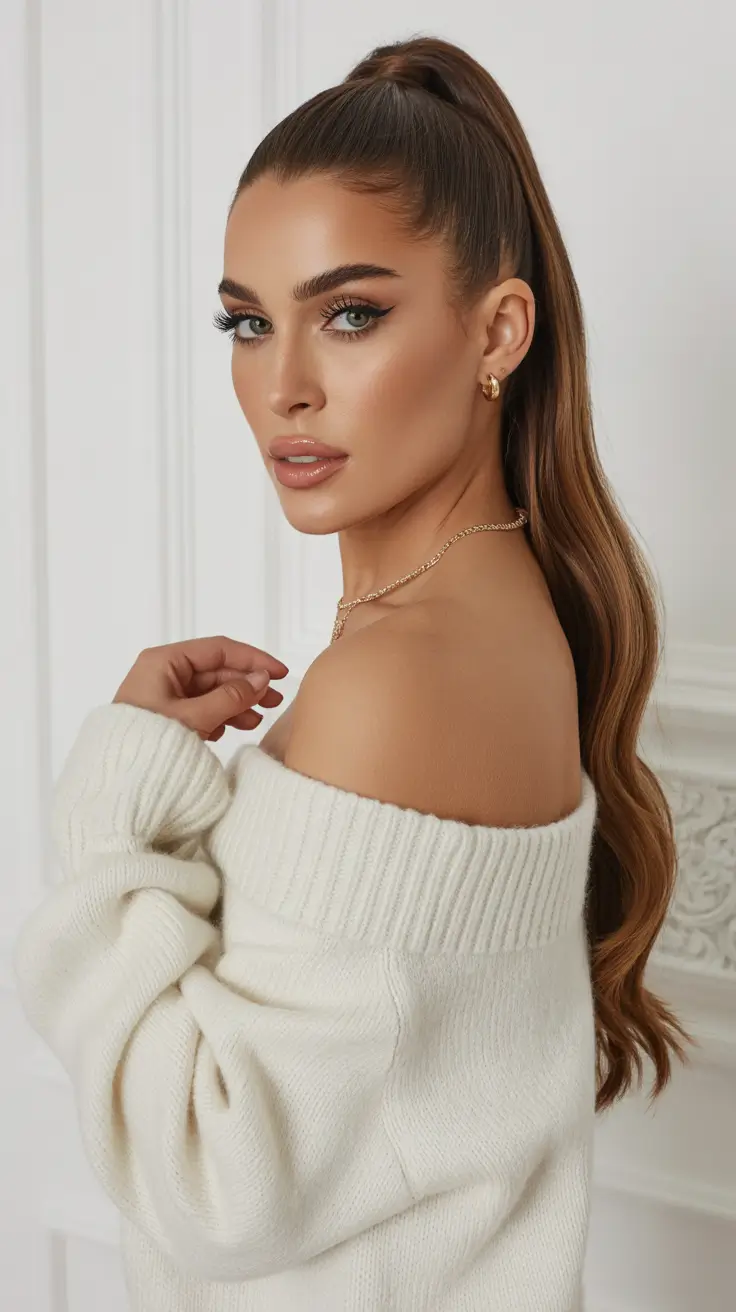 Chic ponytail hairstyles 2026 Ultra-Polished High Ponytail With Sculpted Length