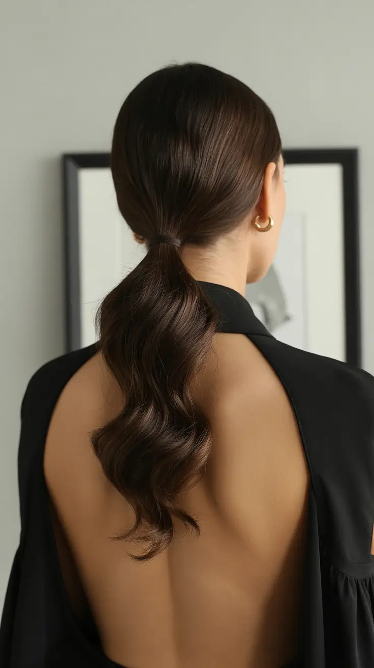 Chic ponytail hairstyles 2026 Minimalist Low Ponytail With Glossy Curves