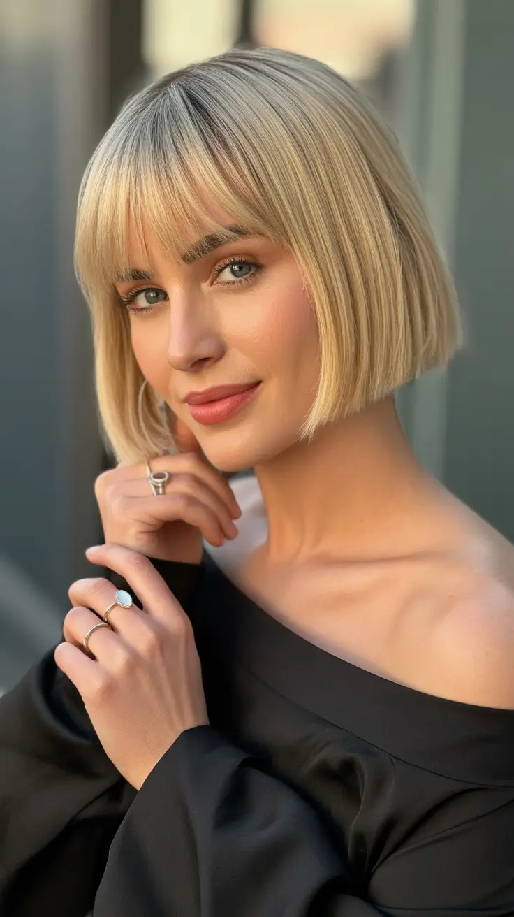 Cute and easy hairstyles 2026 Golden Blunt Bob