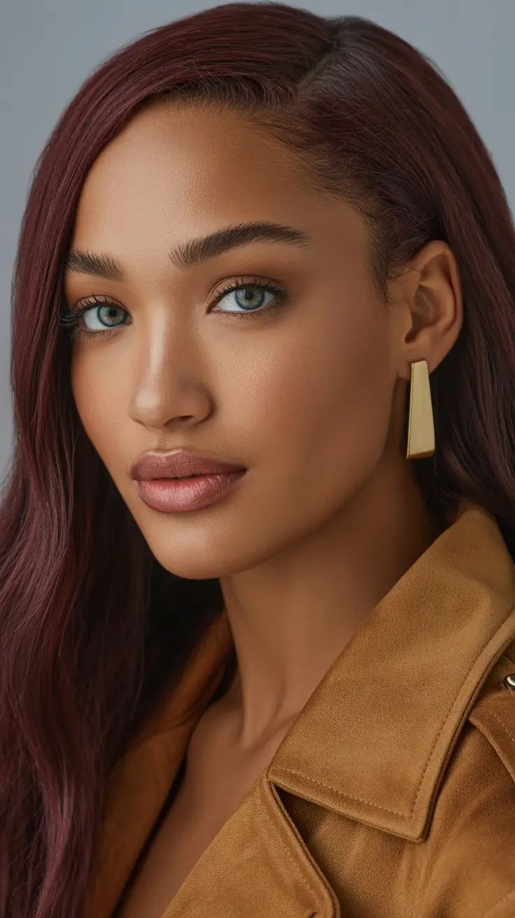 Cute and easy hairstyles 2026 Burgundy Deep Side Part