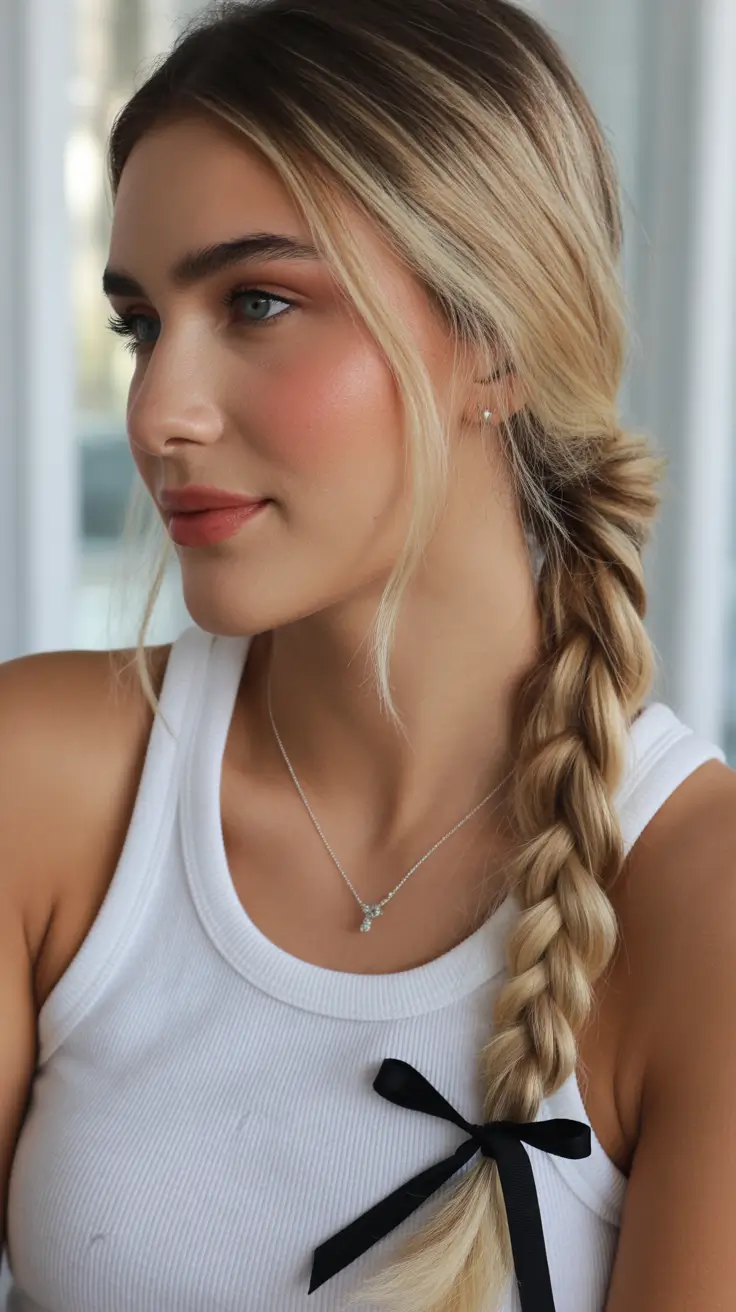 Cute and easy hairstyles 2026 Loose Side Braid Soft Blonde