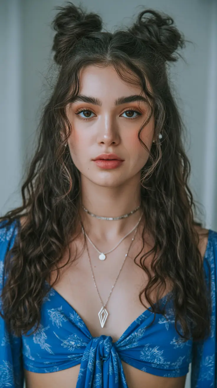 Cute and easy hairstyles 2026 Curly Space Buns