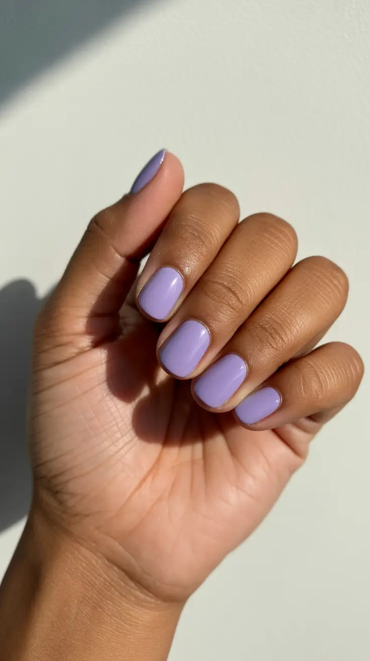 cute pastel nails 2026 Soft Lavender Short Glow