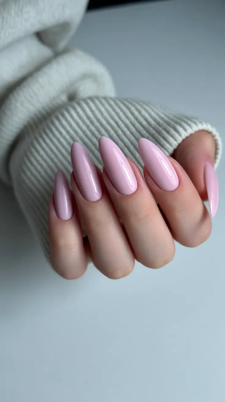 cute pastel nails 2026 Baby Pink Almond Gloss
