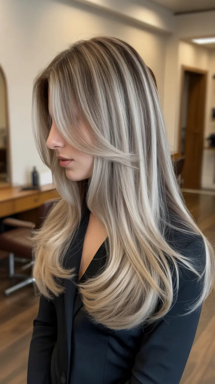 Easy haircuts for long hair 2026 Ash Blonde Layers With Side Flow