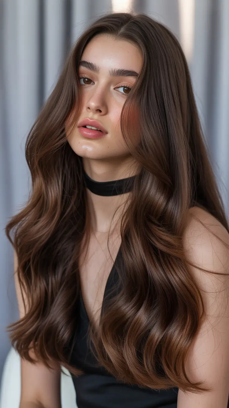 Easy haircuts for long hair 2026 Chocolate Ribbon Waves With Soft Movement